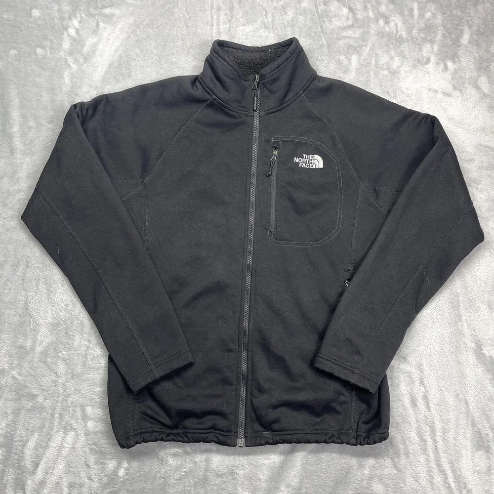 The North Face Jacket Mens‎ M Black Fleece Lined Long Sleeve Mock Neck Full Zip